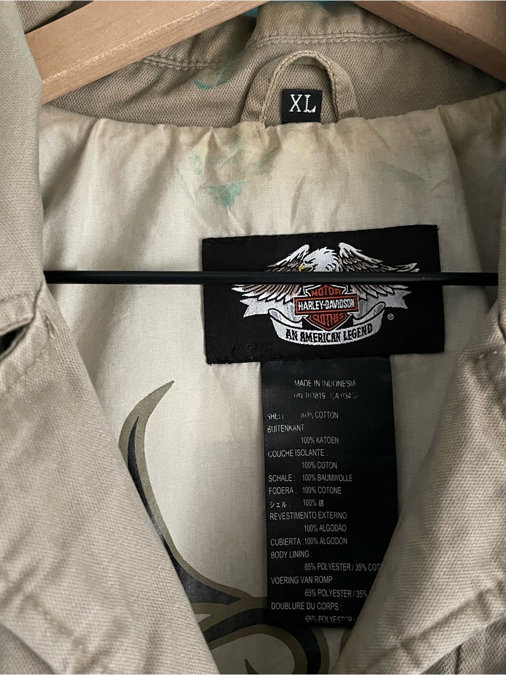 Harley-Davidson Tan Canvas Motorcycle Riding Jacket XL Spring Utility Graphic - Picture 6 of 16